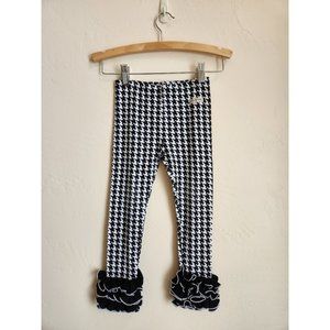 Sew Sassy girls Size 4 ruffled Icings Leggings Houndstooth black and white